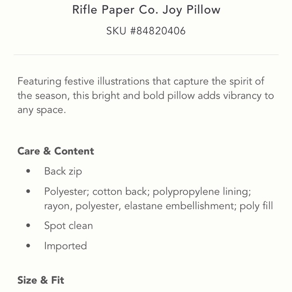 Rifle Paper Co x Anthropologie Joy Pillow - Picture 10 of 13
